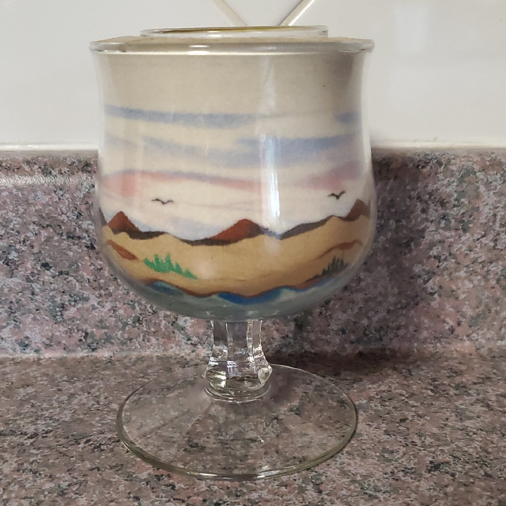 Desert Landscape Sand Art Glass Votive Holder